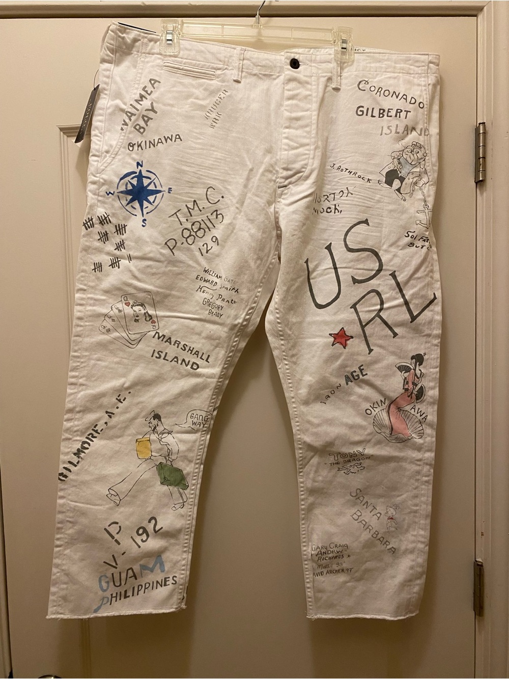 Polo by Ralph Lauren White Graphic Map-Print Men’s Pants